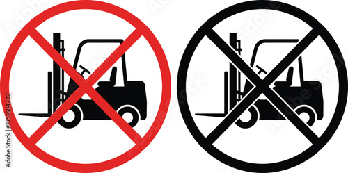 ISO 7010 P006 No Forklift Truck Access Sign Vector | Industrial Vehicle Prohibited Symbol Red Circle Safety Pictogram Standard Black Isolated on White Background