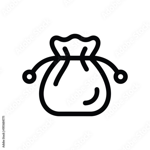 A simple black line drawing of a money bag icon