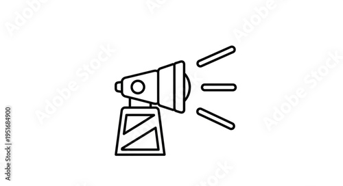 Spotlight projecting light beams outwards on a white background.