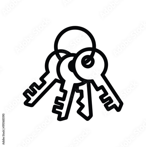 A set of keys on a white background for unlocking