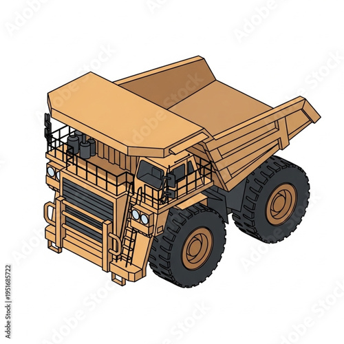 Isometric Illustration of a Large Mining Dump Truck.