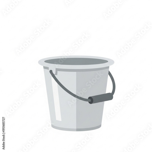 Gray metal bucket with handle in minimalist design  