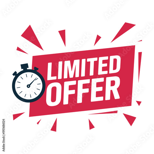 A red banner with a stopwatch and limited offer text