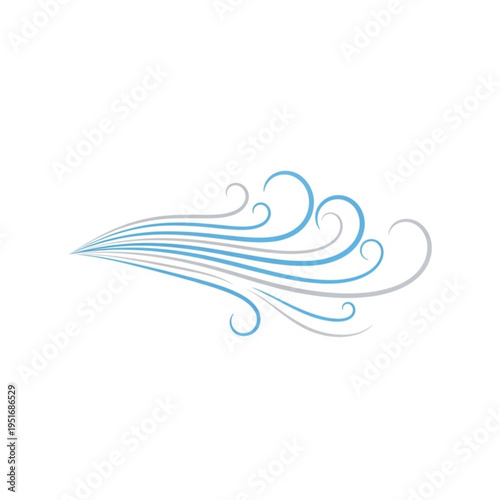 Decorative blue wind swirl graphic design element  