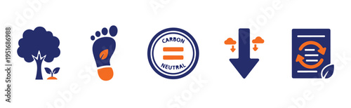 Forest Conservation and Carbon Footprint Tracking Icons Collection