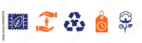 Circular Economy and Sustainable Fashion Labels Icons Collection