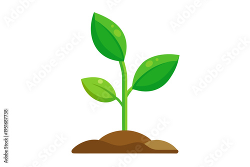 Vibrant green plant seedling illustration showcasing new life, environmental care, and sustainable growth from fertile soil, a perfect vector graphic design.
