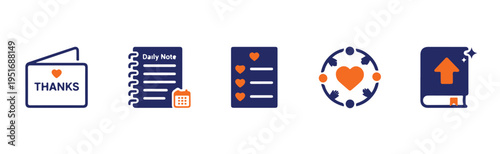 Digital Content Management and Task Checklist Icons Set