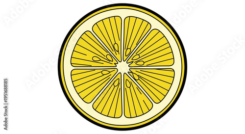 A vividly illustrated cross-section of a lemon with radiant yellow segments and core