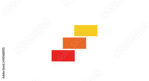 Abstract design with three colorful rectangular blocks arranged in a stepped pattern