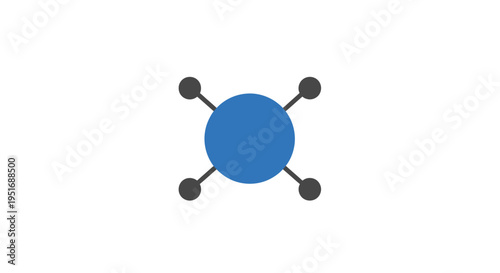 Abstract illustration of a network node with four connections, conceptual design