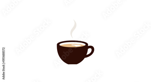 Aesthetic illustration of a steaming cup of coffee, simple elegant design