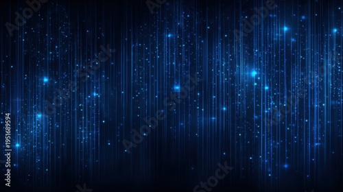Abstract Dark Blue Background with Glowing Lines and Particles for Technology and Digital Design