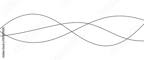 Minimal Abstract Flowing Lines in Monochrome Harmony. Curved thin wavy line background for artist. Flowing wavy stroke elements on white page. Thin line wavey background on isolated white background.