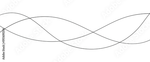 Curve wave seamless pattern. Abstract black lines wave curve motion on white background. Wave line and wavy zigzag lines. Curvy thread, string or yarn lines. Vector Illustration.
