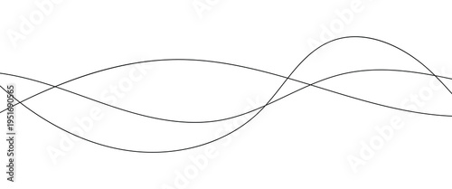 Thin wavy line abstract background. Wavy three line horizontal divider outline minimalist background. Abstract black lines wave curve motion on white background. Vector EPS10
