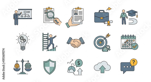 Collection of Business and Finance Icons and Symbols.