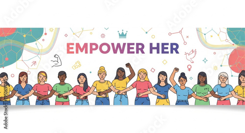 Diverse group of women standing together empowering each other.