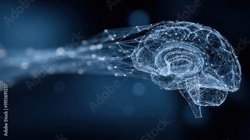 Human brain digital design with connected lines, neural network, artificial intelligence for science and technology