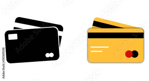 Credit Card Icons Set Black and Gold Payment Debit Card Illustration