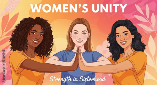 Three diverse women showing unity and strength together.