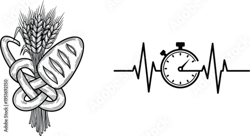 Balance of agriculture, health, and time management in daily life isolated on white background, Vector