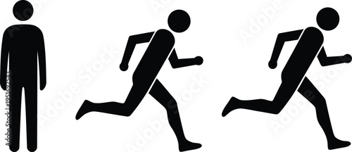 Silhouette of a person running in different poses