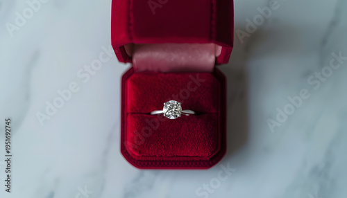 Diamond Engagement Ring in a Velvet Box Ready for a Proposal