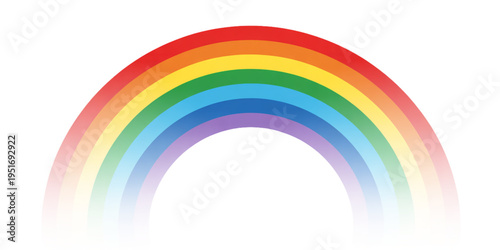 A vibrant and colorful semi-circular rainbow arch displaying the classic spectrum of light colors Vector