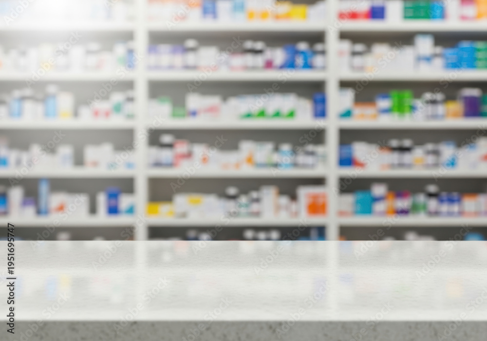 custom made wallpaper toronto digitalEmpty pharmacy counter marble surface with blurred medicine shelves in soft focus creating calm clinical space