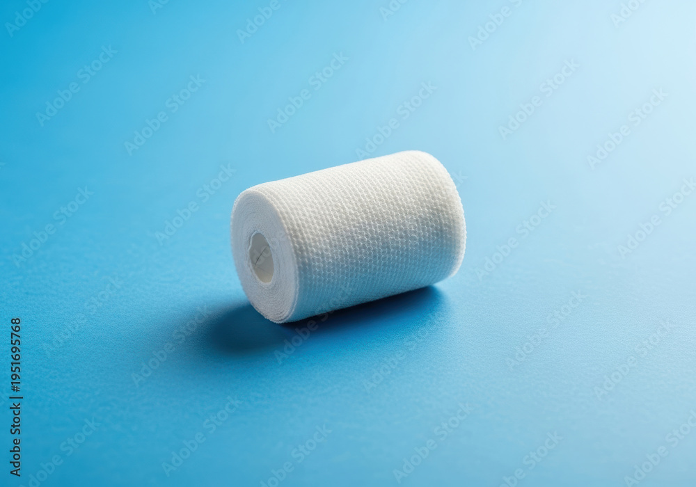 custom made wallpaper toronto digitalWhite medical bandage roll on blue background with soft lighting and negative space for text overlays, clean sterile dressing still life