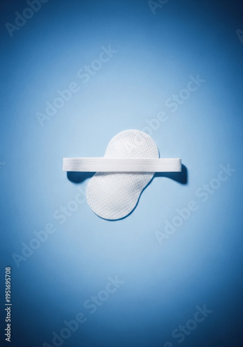 Wallpaper Mural White eye patch on blue fabric background with elastic band, soft lighting and minimal composition conveying calm and clean medical supply Torontodigital.ca