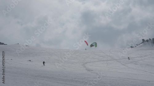 skiing in the mountains