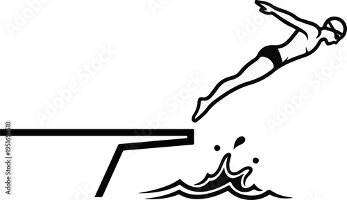 A diver plunges into water from a diving board, creating a splash