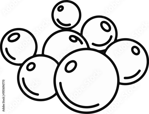 A cluster of smiling, round bubbles with highlights and outlines