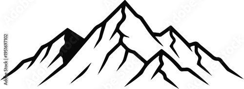 Stylized black and white peaks forming a mountain range silhouette