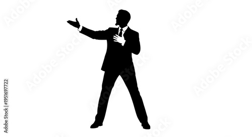 Vector silhouette of a businessman gesturing