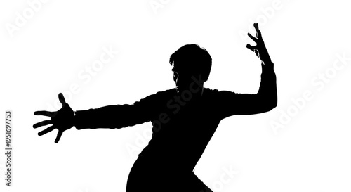 Black silhouette of a man with arms outstretched vector