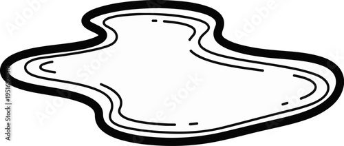 Black and white outline of a fluid puddle or body of water