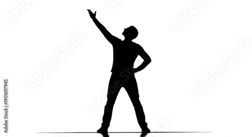 Black silhouette of a dancing man, vector illustration, dynamic pose, isolated on white background, modern dance, contemporary style