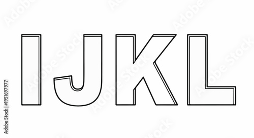 Bold outlined uppercase letters I, J, K, and L on white background