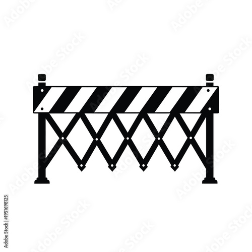 Black and white striped expandable construction barrier