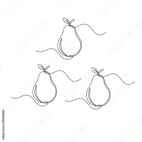 Pear fruit continuous line drawing on a white background 