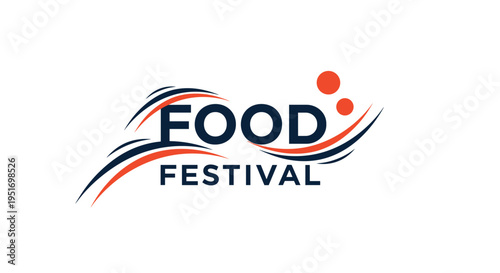 Modern Food Festival logo featuring dark blue text and abstract orange and black wave lines with circular bubble accents.