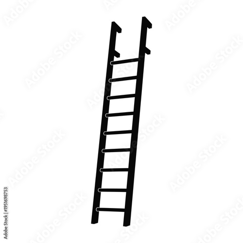 Black simple ladder with hooked hooks rungs