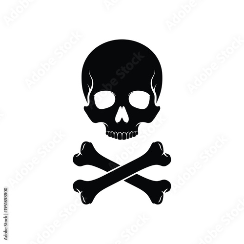 Black skull and crossbones symbol on a white background