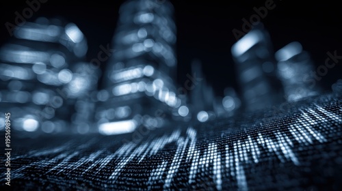 Abstract Cityscape Digital Overlay: Modern Technology and Urban Innovation Concept with Futuristic Design