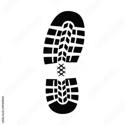 Black shoe print on white background