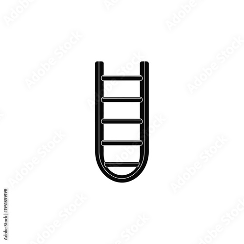 Black ladder on white background rungs