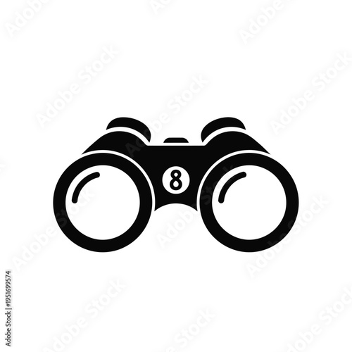 Black and white binoculars with number 8 symbol